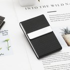 Leather Business Card Holder Slim Metal Pocket Wallet With Magnetic Closure