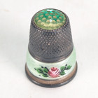 Antique Lot Of 5 Thimbles Sterling Silver German Enamel Floral Usa England Vtg