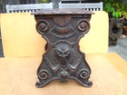 Antique  Carved Wood Mahogany  Pedestal  Stand Table