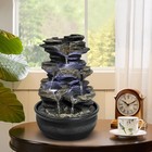 15 7    High Rock Falls Tabletop Water Fountain With Led Lights - Indoor 5-tier   