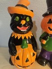 Vintage Mr  Halloween 18-inch Outdoor Cat Lit Blow Mold And Pumpkin Man