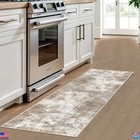 Iohouze 2x6 Ft Abstract Runner Rug - Washable Non-slip Faux Wool  Beige brown