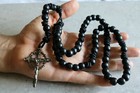 Rosary All Black Paracord Wood Cord Pray Wearable Rope Catholic Rosario