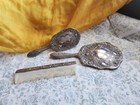 Vintage Silver Plated Vanity Set  Floral Theme Beauty Accessory  Mirror And Comb