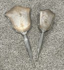 Vintage Silver Plated Vanity Mirror   Brush Set Floral Etched Design Art Deco