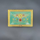 Vtg Retro Daisy Candy Biscuit Tin With Hinged Lid Gold Tone Edges