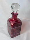 Vtg Cranberry Ruby Glass Bottle With Stopper Liquor Alcohol Decanter