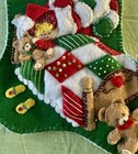 New Handmade 17  Felt Christmas Stocking W santa  Sleepy Child   Teddiy Bears