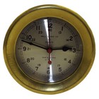 Vtg Large Bell Clock Co  Brass Ship   s Clock Quartz 24-hour Dial See Video Works