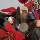 Vintage Brass Sled Sleigh Taper Candle Holder Poinsettia Pinecone As Is