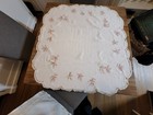 Vintage Cotton Linen Crochet Embroidery Handmade White Floral Table Cloth Doily