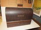 Antique Singer Sewing Machine Wood Dome Portable Case   Key  Sewing Case 