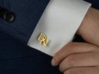 Custom Initial Letter Dn Shirt Cufflink For Best Man Gift 925 Sterling Silver