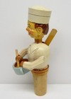 Vintage Anri Italy Cork Bottle Stopper Chef Cook Baker Stirring Mechanical Wood