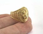 Lion Adjustable Ring Raw Brass  18 5mm 8 5us Inner Size - Adjustable   Oz3354