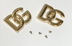 Genuine Dolce   Gabbana Golden Accessories Icon Logo  Pair   21mm X 28mm Italy