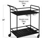 Best Choice Rolling Bar Cart  Serving Station 2-shelf W  Wine Rack Black Metal