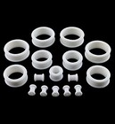 Pair 1 2   12mm  White Silicone Flat Flare Tunnels Double Flare Gauges Thin    
