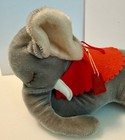 Vintage Fao Schwarz Sleeping Elephant Plush Gray Stuffed Animal Red Blanket Tag 