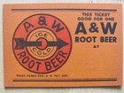   1960 A  w Root Beer Santa Monica Ca Set Of 5 Free Coupons Ticket Good For One