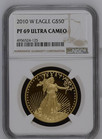 2010 W Bullion  50 Gold Eagle 1 Oz Ngc Pf-69 Ultra Cameo