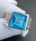 Natural Blue Topaz Men s 925 Sterling Silver Ring Handmade Engagement Man s Ring