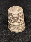 Antique Sterling Silver Thimble Floral Flowers Size 11 Collectible Sewing Vtg