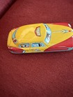 Vintage Japanese Tin Litho Friction 9 1 4  Long Yellow Taxi Car Modern Toy Japan
