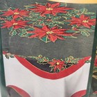 Poinsettia Printed Tablecloth 52  X 70  Holiday Time Rectangle Christmas Holiday