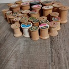 Lot Of 46 Vintage Wooden Thread Spools Assorted Sizes Empty Sewing Craft Rustic