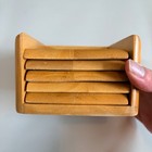 Vintage Mid Century Modern Wood And Cork Coaster Set Of 5 With Holder Natural