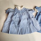 2 Vtg Polly Flinders Size 1 Cotton Hand Smocked Little Girls Dresses Blue White
