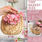 Small Flower Girl Basket Set Of 2 - Small Wicker Basket With Handle And Waterpro