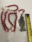 Santa Muerte Rosario - Holy Death Rosary New- Nyllon - Red Acrylic Stones