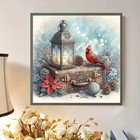 Winter Cardinal Bird Light Diamond Art Kits For Adults  Poinsettia 