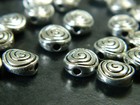 8mm Tibet Style Silver Metal Bead Spacers - Flat Round Spacer Beads - Silver