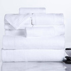 10-piece White Ribbed 100  Cotton Bath Towel Set