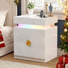 Lvifur Led Nightstand - With Rgb Light  Night Stand With Lockable Hidden Drawer