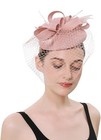 Fascinators Hats Women Pillbox Hat Feathers Derby Headband Wedding C Pink