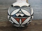 Native American Acoma Indian Hand Painted Fine Line Ornament By T  Sal