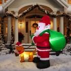 6 Ft Christmas Inflatable Santa Claus Outdoor With A Gift Bag And A Dog Decor