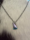 Kingman Turquoise Robins Egg Blue Howling Coyote Wolf Hand Stamped 925 Pendant