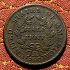1804 Draped Bust Half Cent  Vf Det      Crosslet 4  Stems     Nice Original Coin
