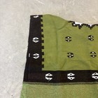 Vintage Heavy Wool Poncho Green Black White Mexican Gaban Blanket Fringe             