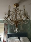 Antique Vintage Chandelier Gold Tone   Crystals  9  Light  Diameter 23   