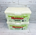 2- Huggies Baby Wipes Refillable Container Sealed Natural Care Sensitive Skin 64