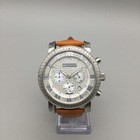 Akribos Xxiv Mens Watch 47mm Silver Tone Leather Chronograph Ak439ss New Battery