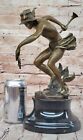 Hot Cast Bronze Marble Base Sculpture Greek Roman Flying Mercury Hermes Decor Nr