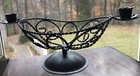 Metal Basket Vintage Scroll Candle Holder Mid Century Modern Black Container