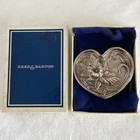Reed   Barton Vintage Hand Mirror Repousse Silver Plate Heart Shape Purse Mirror